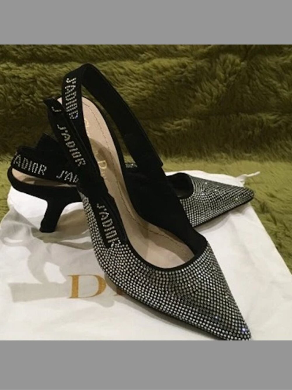 Christian Dior J'adior Crystal Embellished Slingback Pumps Black SZ 36D